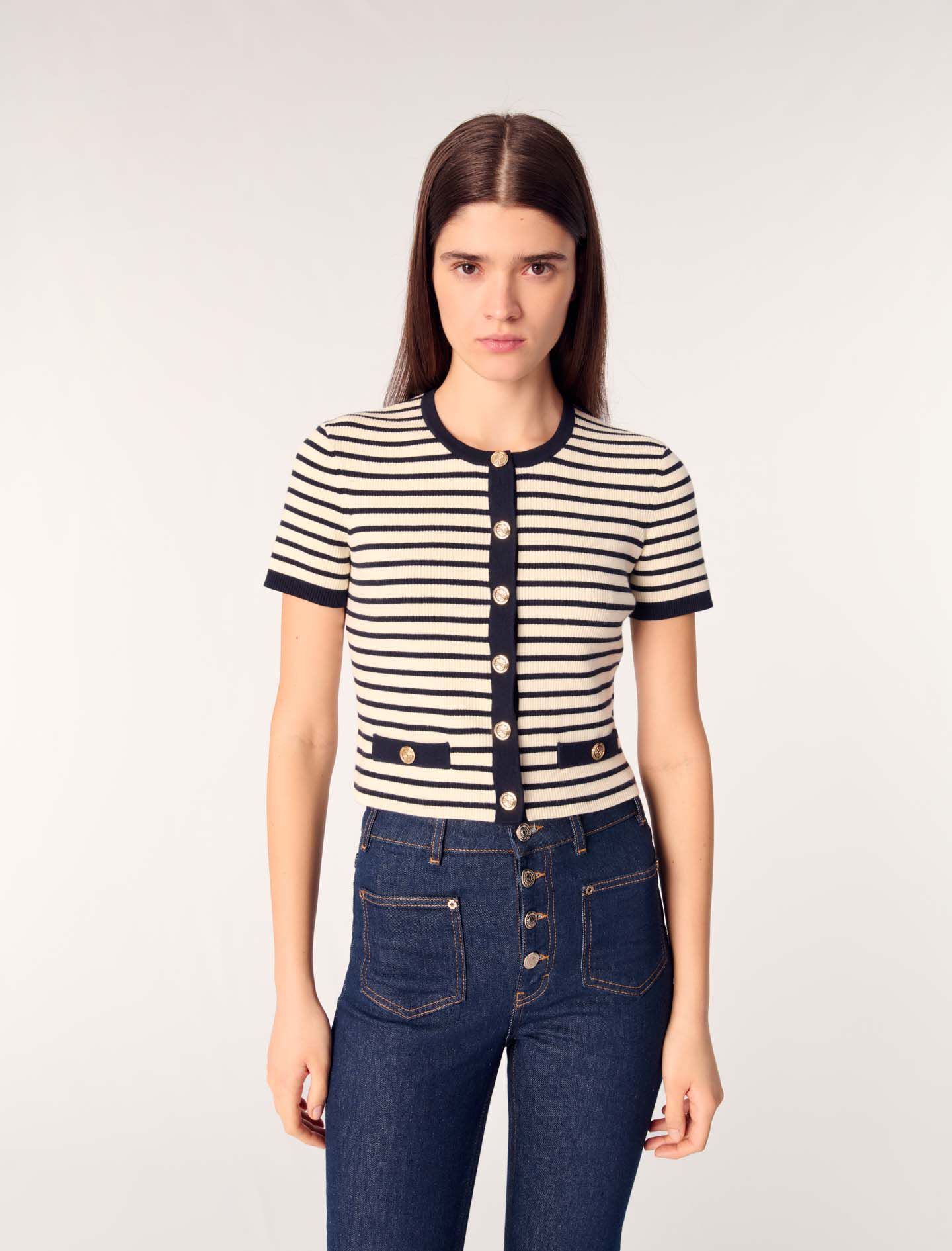 225MIROLLS Cropped rib knit cardigan - Sweaters & Cardigans
