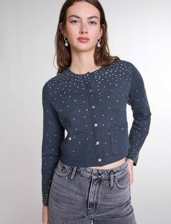 Knitted jumper with rhinestones - Fall-Winter Collection - MAJE