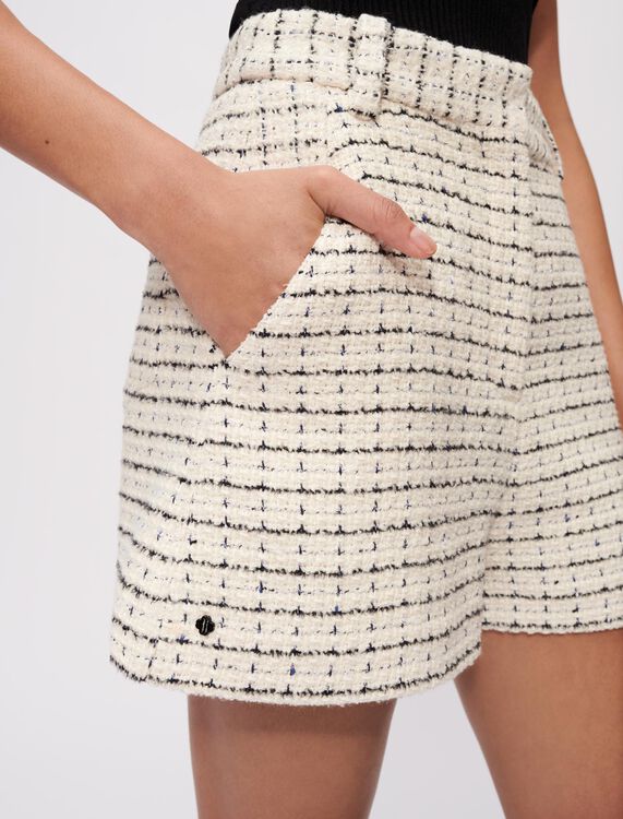 Marl tweed shorts with checked motifs - Skirts & Shorts - MAJE