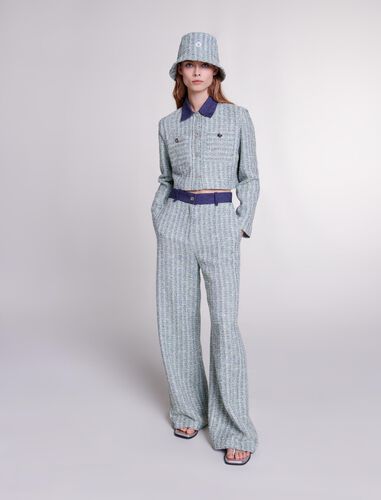 Wide-leg tweed trousers : View All color Multi-Coloured