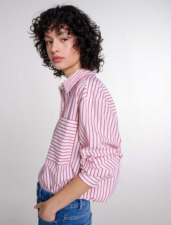 Striped rhinestone shirt - Fall-Winter Collection - MAJE