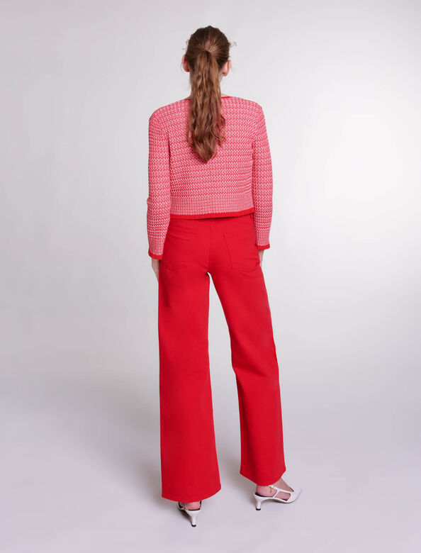 Herringbone knit twin set : Tops color Red