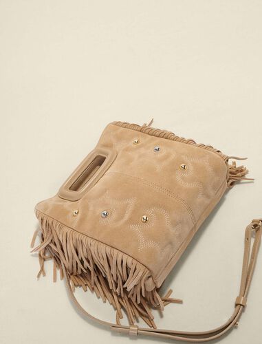 Embroidered studded leather M bag : M Bag color Black