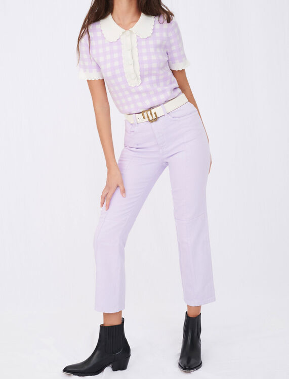 Coloured straight-cut jeans with cutouts - Trousers & Jeans - MAJE