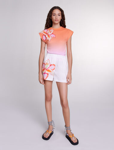 T-shirt with structured shoulders : High Summer color Tie-dye orange