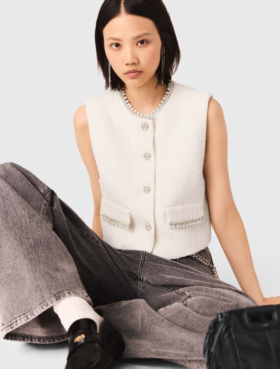 Beaded tweed jacket - Tops - MAJE