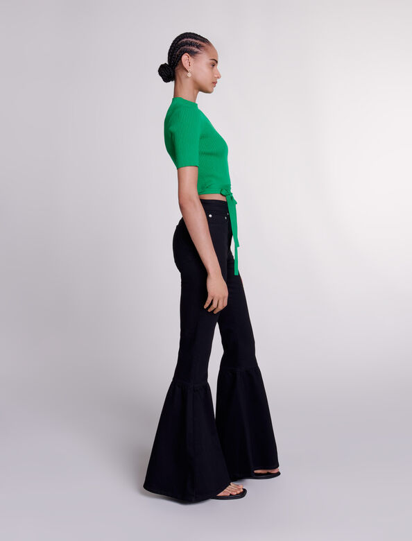 Knit crop top with ties : View All color Green
