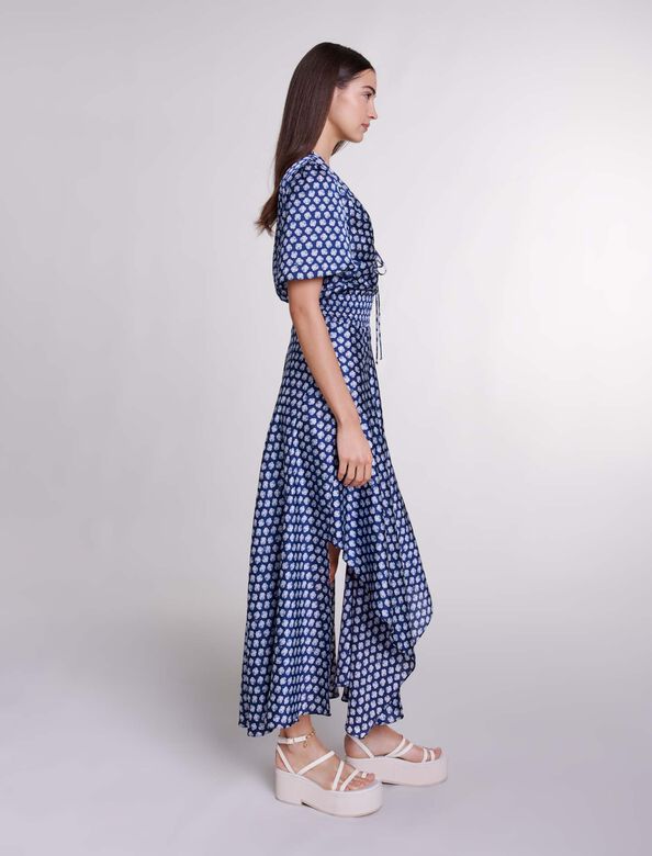 Patterned maxi dress : View All color Clover navy/ecru