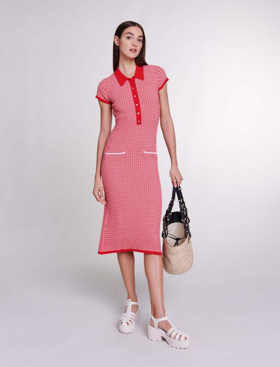 Herringbone knit maxi dress - Dresses - MAJE