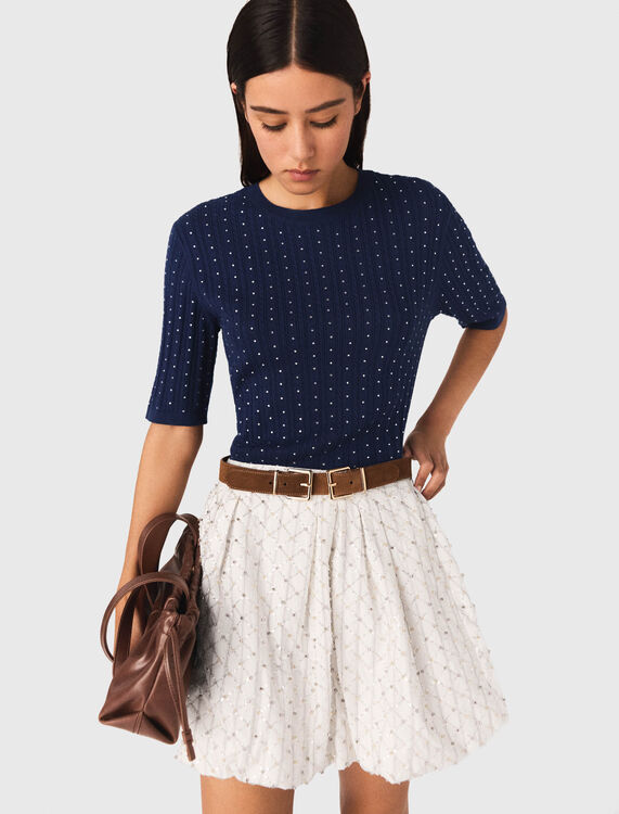 Round-neck rhinestone jumper - Sweaters & Cardigans - MAJE