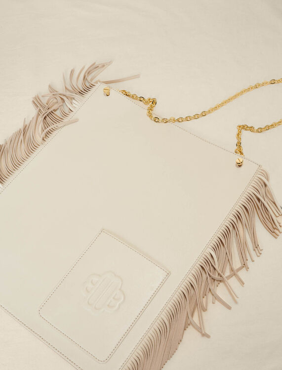Clover leather bag with fringing - Shoulder bags - MAJE