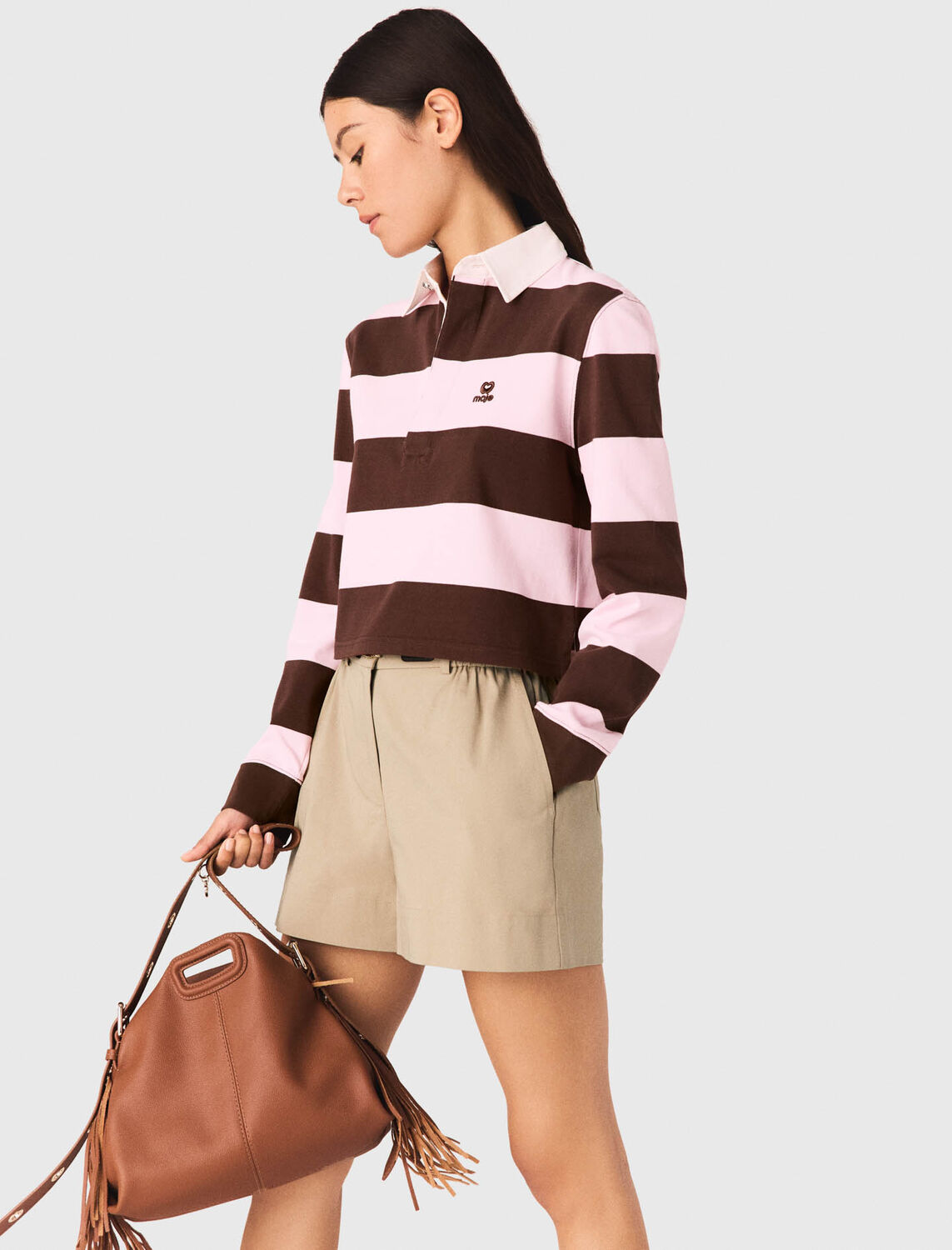 Striped polo sweatshirt - Tops - MAJE