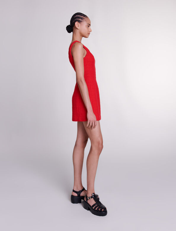 Short tweed dress : Dresses color Red