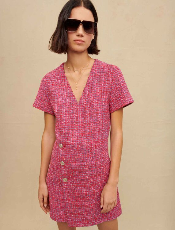 Short tweed dress with open back - Dresses - MAJE