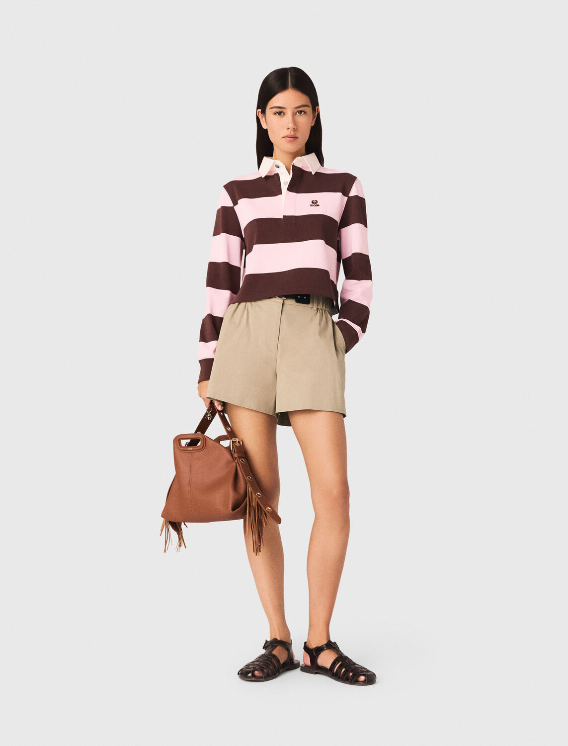 Striped polo sweatshirt - Tops - MAJE