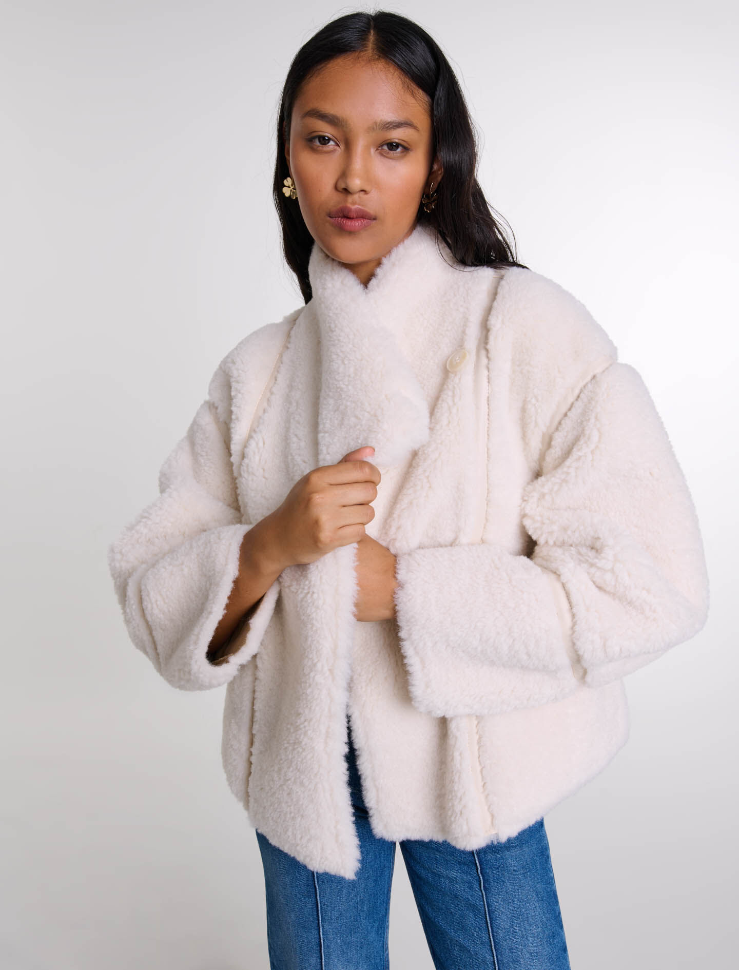 124GEATY Short faux fur coat Coats Maje