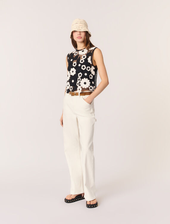 Floral crochet top : Mother's Day Gift Ideas color Black / White