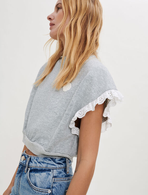 Sweatshirt with embroidered ruffles - Up to 40% off - MAJE