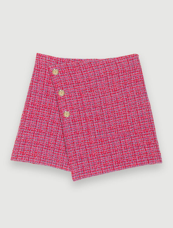 Tweed wrap skirt : Skirts & Shorts color Fuchsia