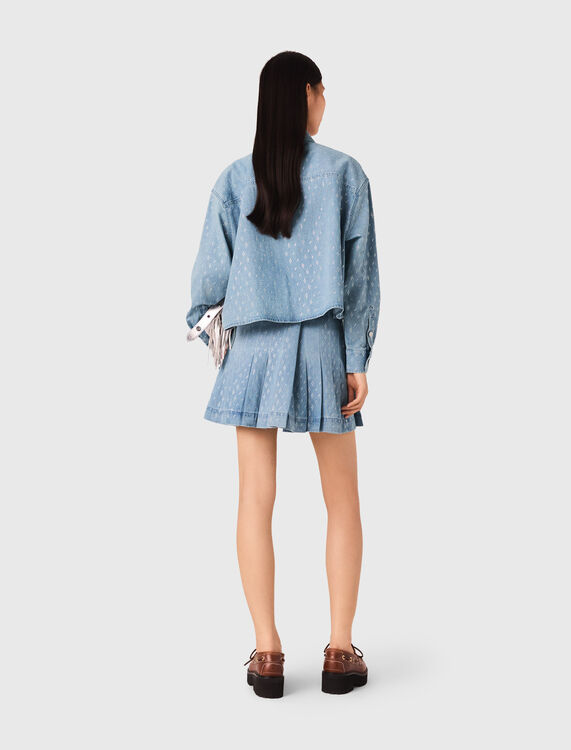 Short rhinestone denim shirt - Shirts - MAJE