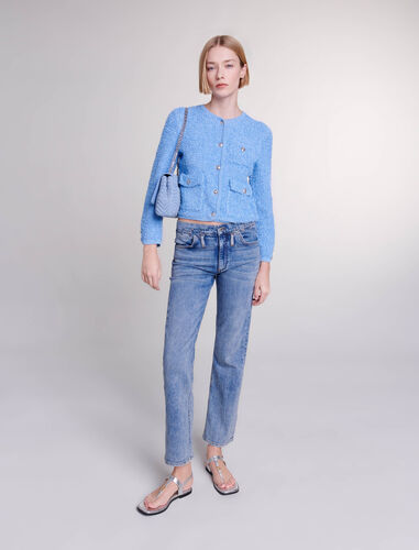 Sequin knit cardigan : View All color Blue