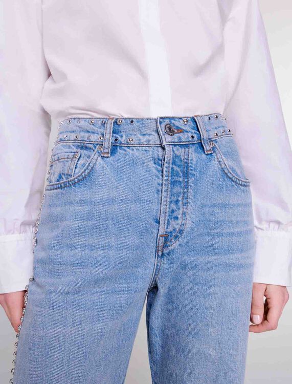 Wide-leg studded jeans -  - MAJE