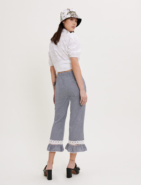 Gingham and lace trousers : Trousers & Jeans color 
