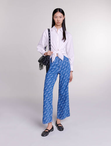 Wide-leg patterned jeans : View All color Blue