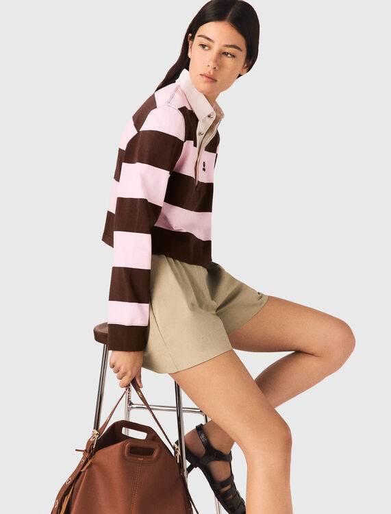 Striped polo sweatshirt - Tops - MAJE