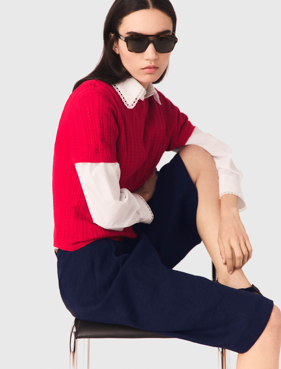 Round-neck jumper : Sweaters & Cardigans color Red