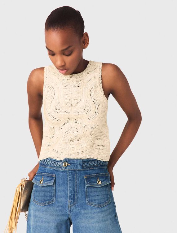 Sleeveless crochet-knit top - Tops - MAJE