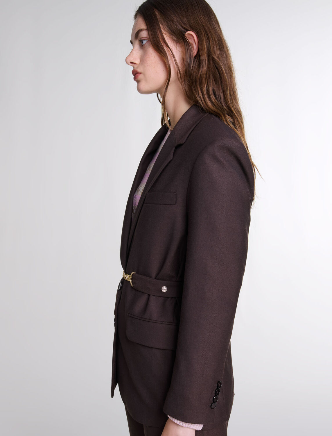 Belted suit jacket : Blazers & Jackets color brown