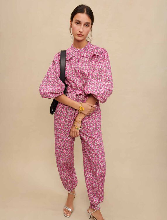 Floral printed jumpsuit : Jumpshort & Jumpsuits color Fuchsia embroderied flowers