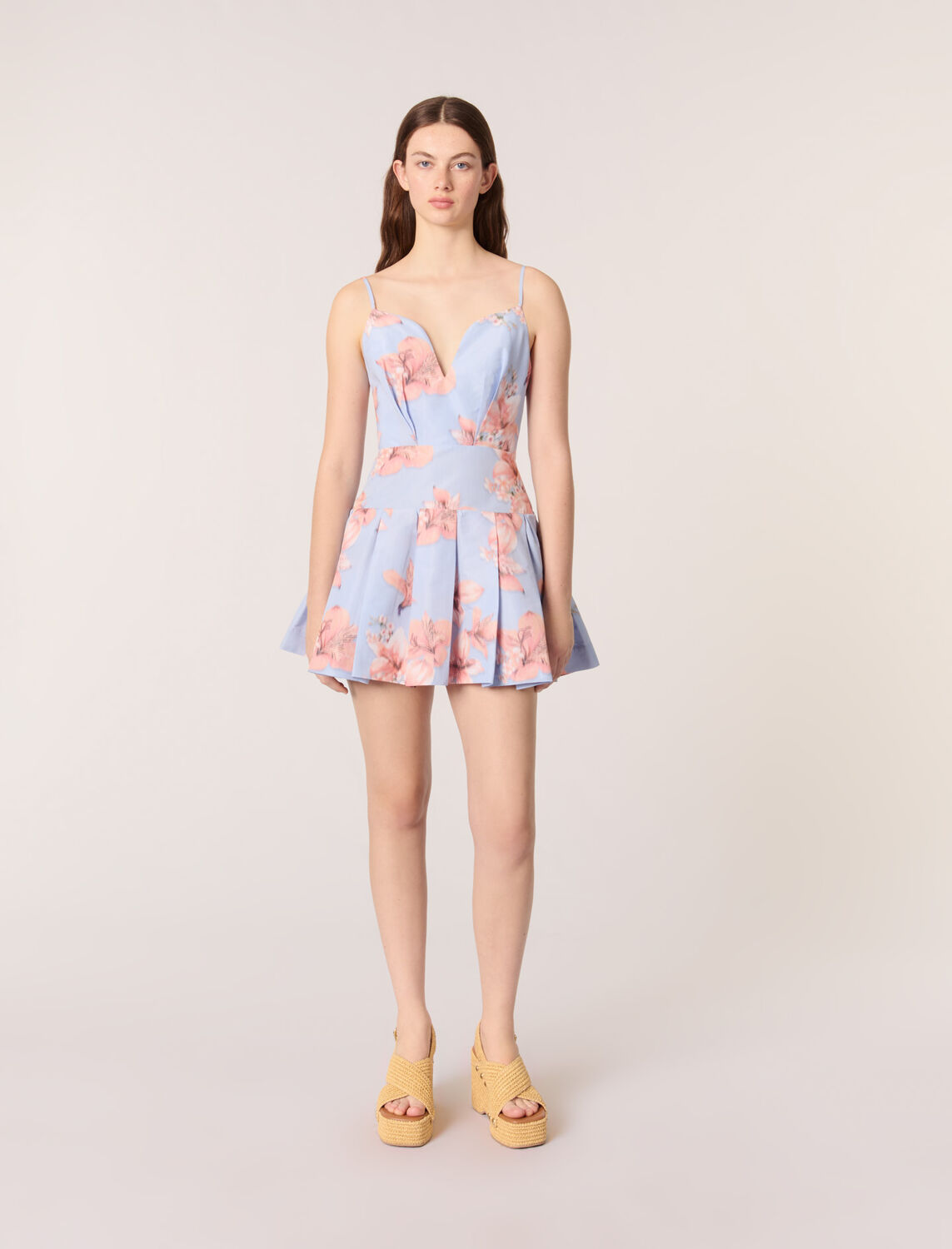 Short patterned taffeta dress - Dresses - MAJE