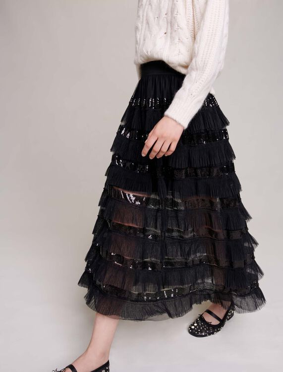 Ruffled maxi skirt -  - MAJE