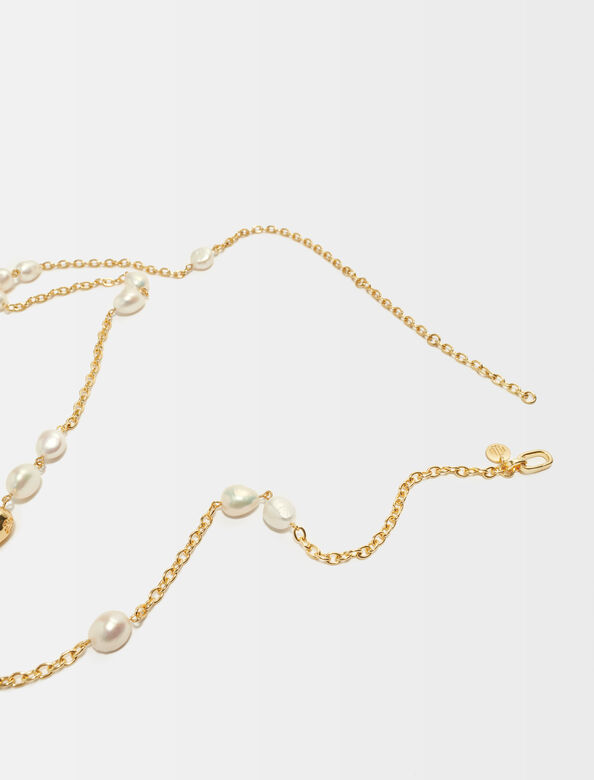 Cultured pearl chain necklace : Jewelry color Gold