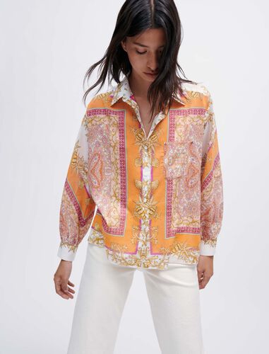 Scarf print voile shirt : Shirts color Foulard Coquillage