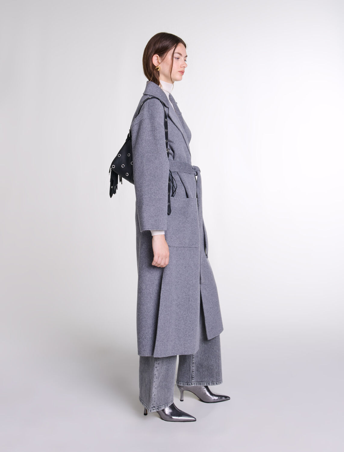 Long double-faced coat with belt - Fall-Winter Collection - MAJE