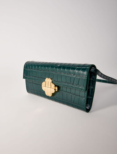 Croc-effect embossed leather bag : Shoulder bags color Vanilla Ecru