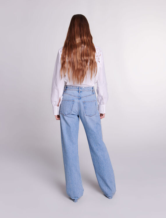 Wide-leg studded jeans -  - MAJE