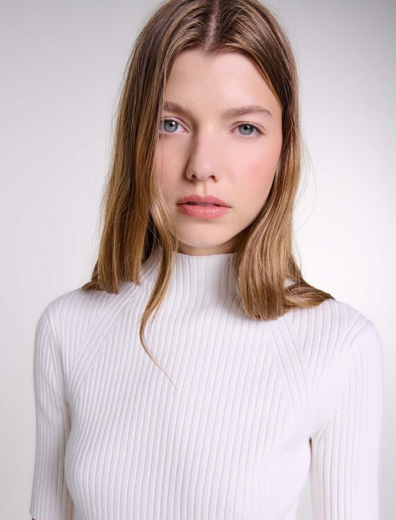 Cotton and silk ribbed top - Sweaters & Cardigans - MAJE