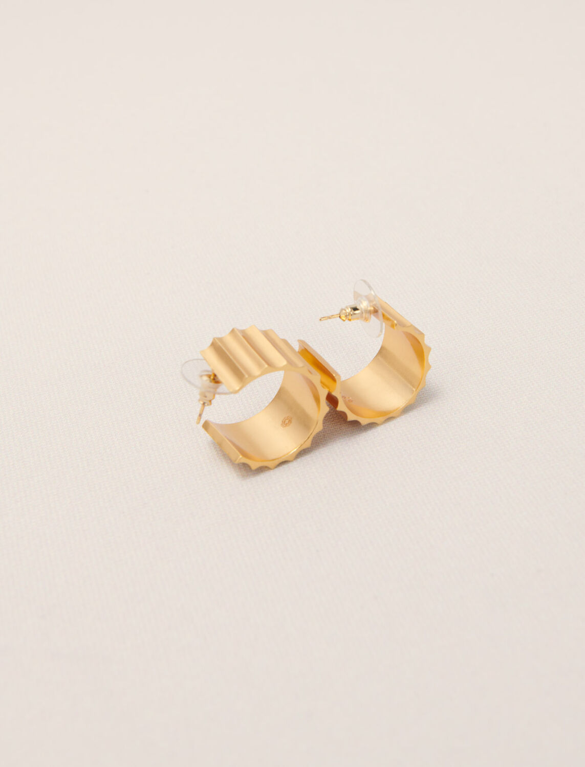 Tapered gold mini hoop earrings -  - MAJE