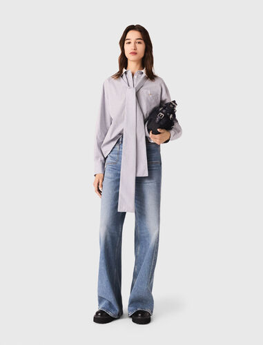 Striped pussy bow shirt : Shirts color Light Blue