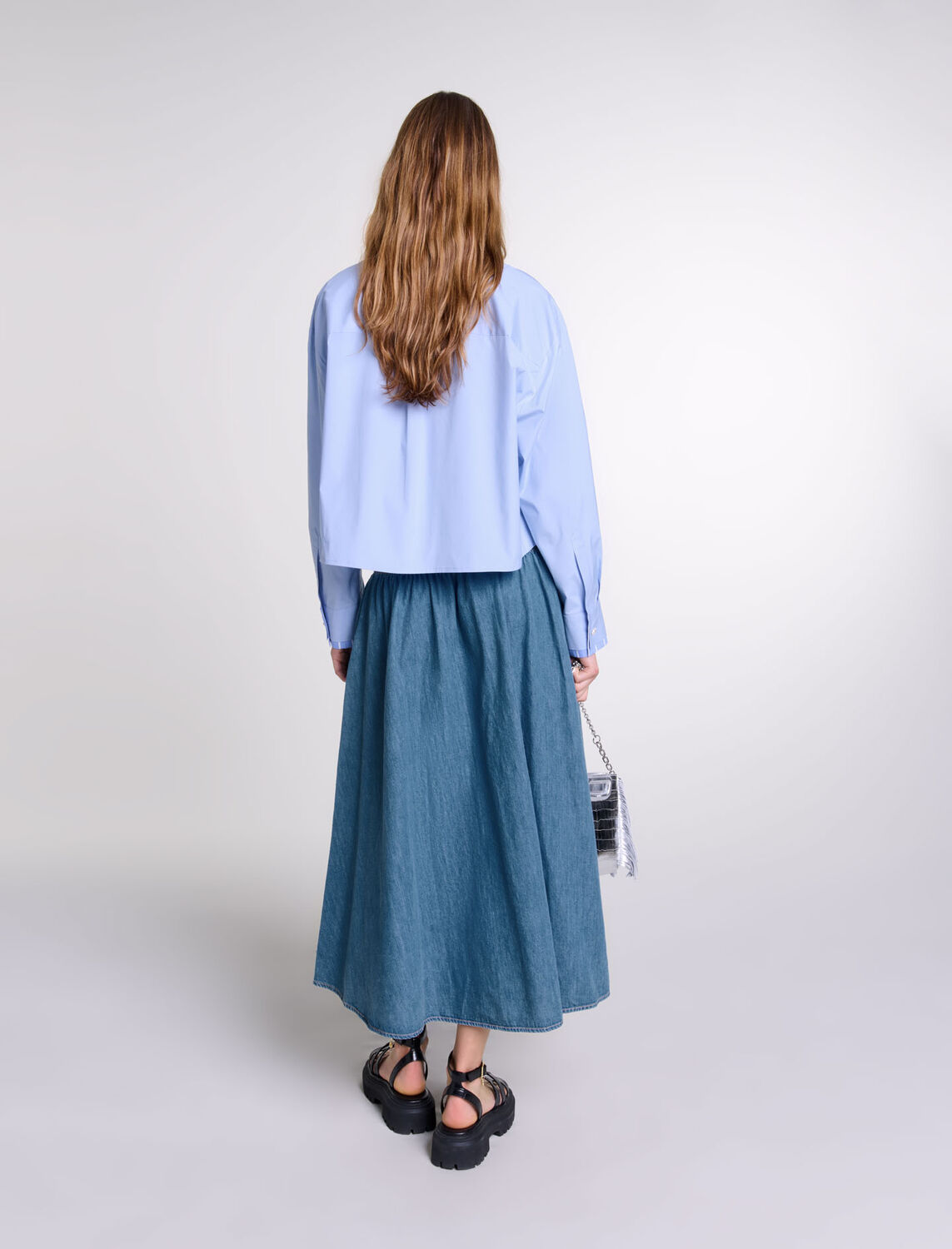 Smocked denim skirt - Fall-Winter Collection - MAJE