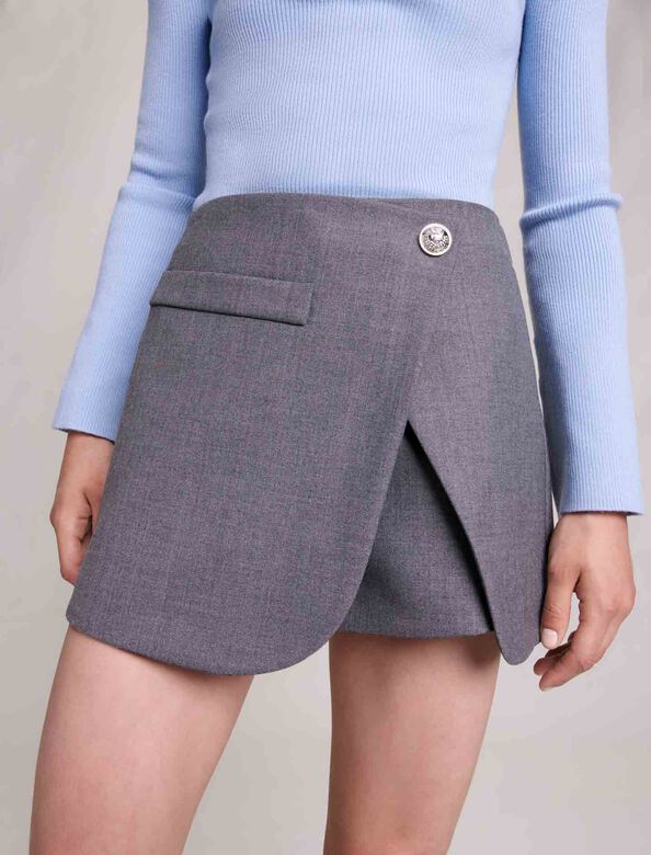Short wraparound skirt : Shirts color Grey