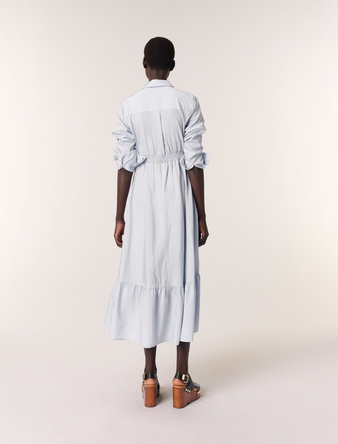 Rhinestone striped maxi dress : Dresses color Blue white stripes