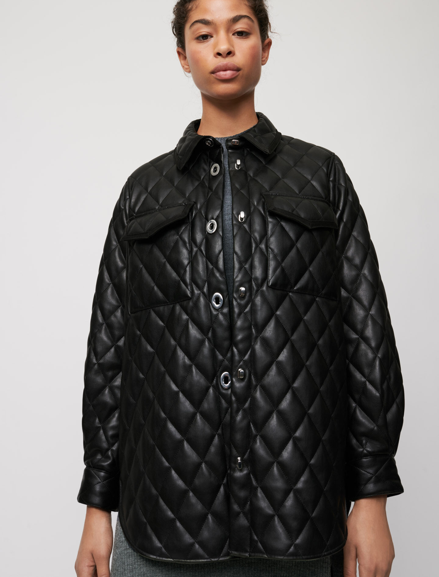 black leather look jacket