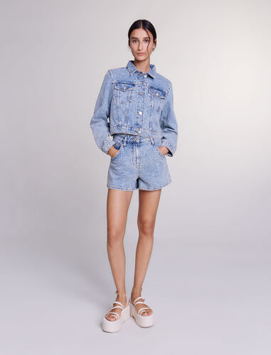 Cropped denim jacket : View All color Blue
