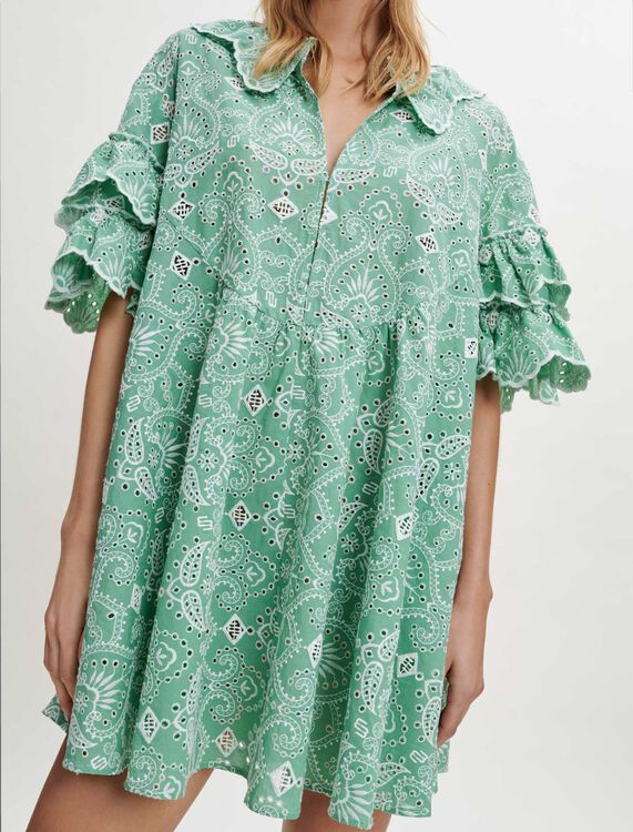 Embroidered cotton dress - Dresses - MAJE