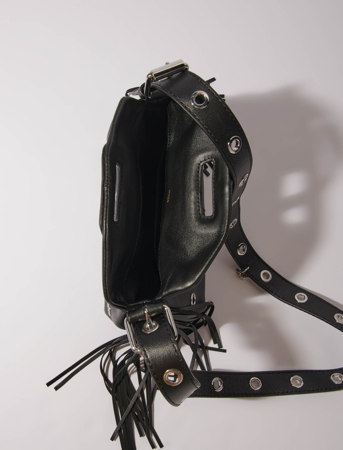 124MISSMMINIOEILLETS Miss M Mini eyelet leather bag - M Bag - Maje.com